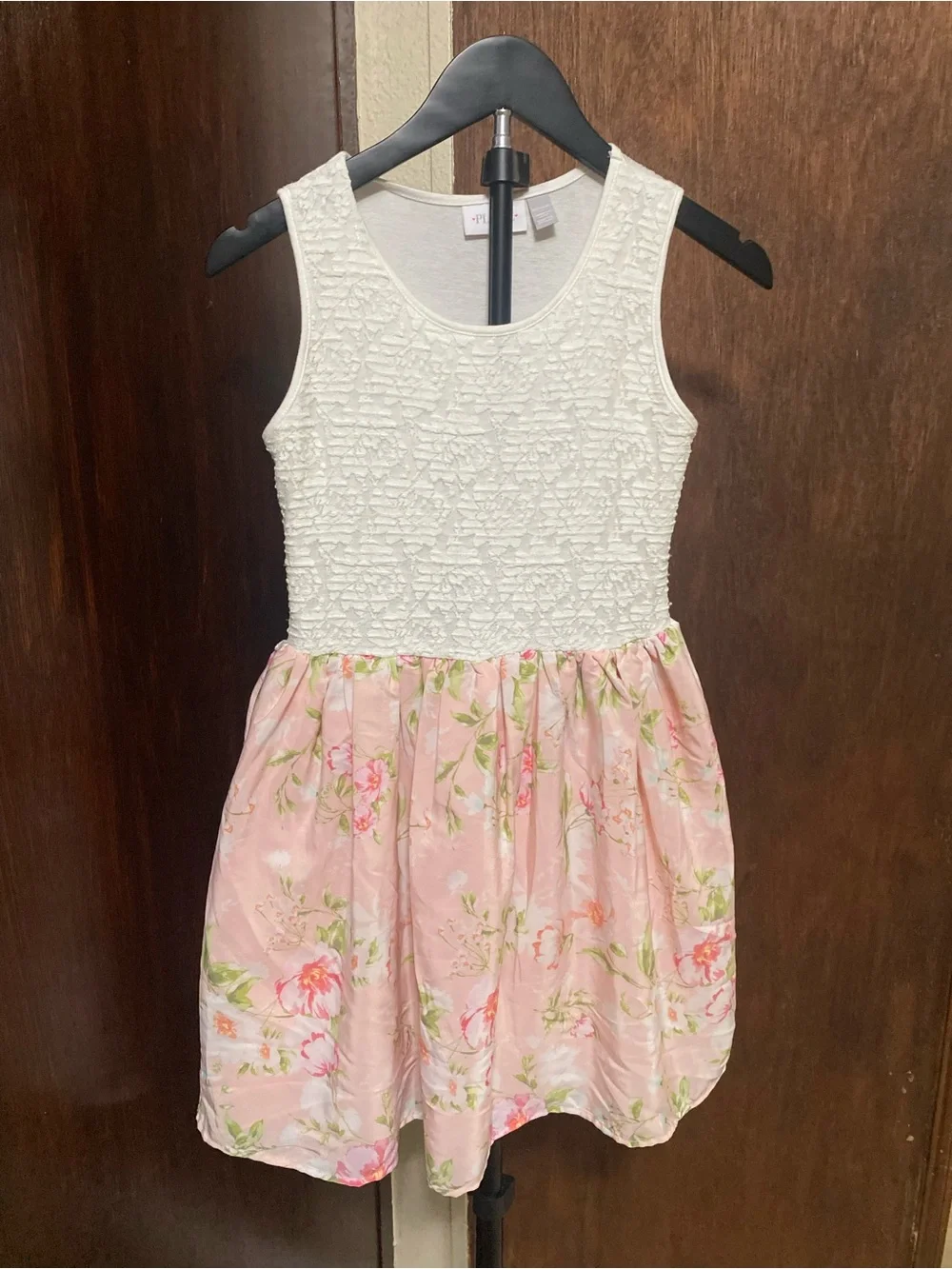 The Children's Place White Lace Bodice Pink Floral Skirt Dress